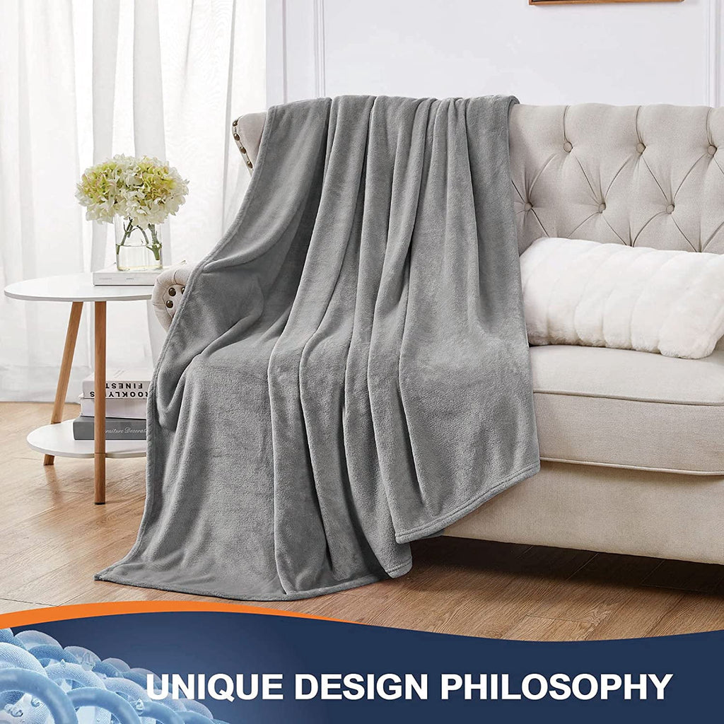 Walensee Ultra Soft Microplush Fleece Throw Blanket, 50" x 60", Orange, Machine Washable