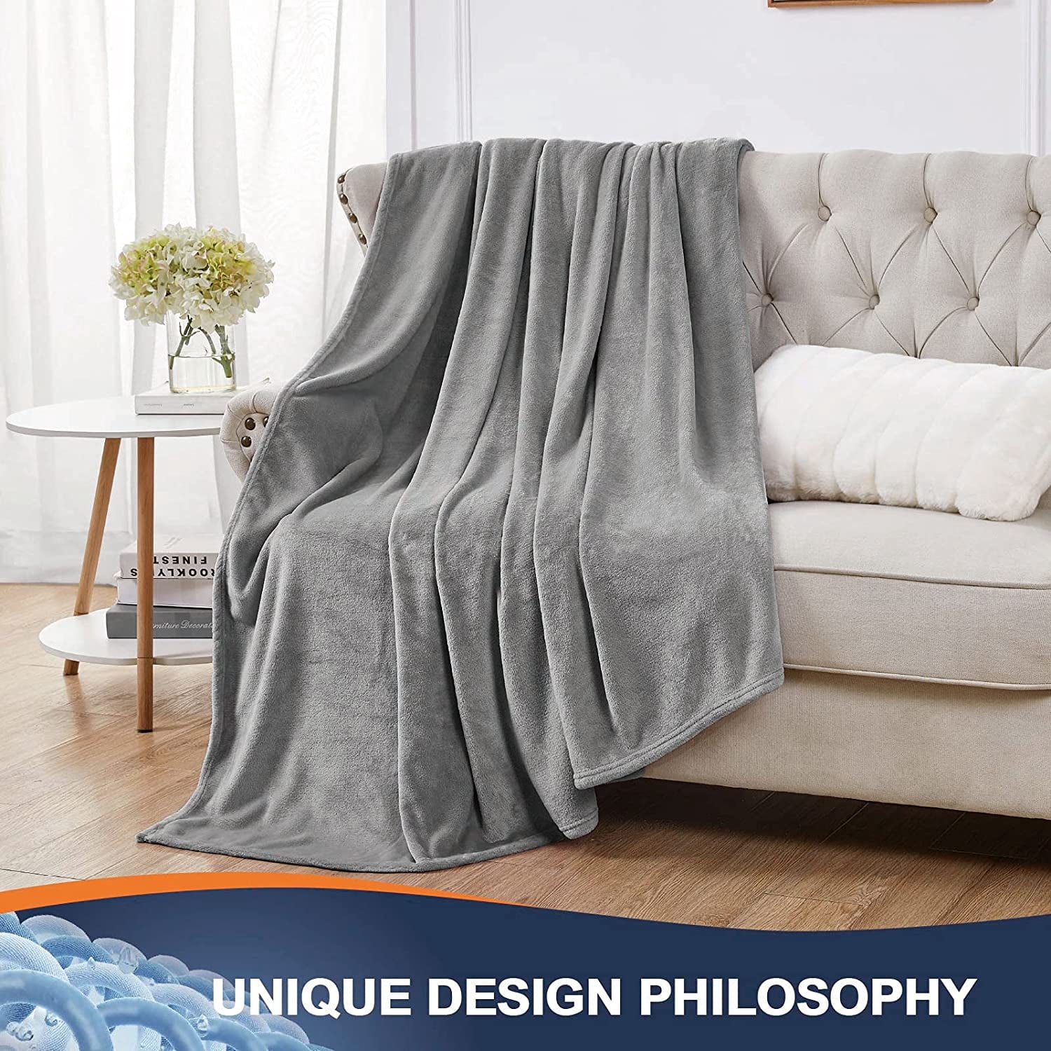 Walensee Ultra Soft Microplush Fleece Throw Blanket, 50" x 60", Orange, Machine Washable