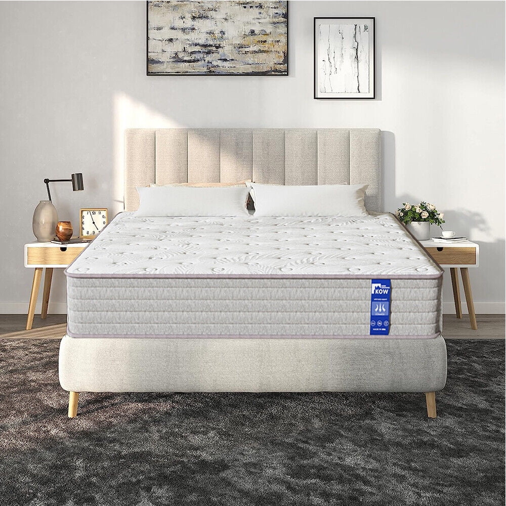 KOW Hybrid Mattress 12" Full Size Gel Memory Foam Pocket Spring Mattress in a Box Medium Firm Adult