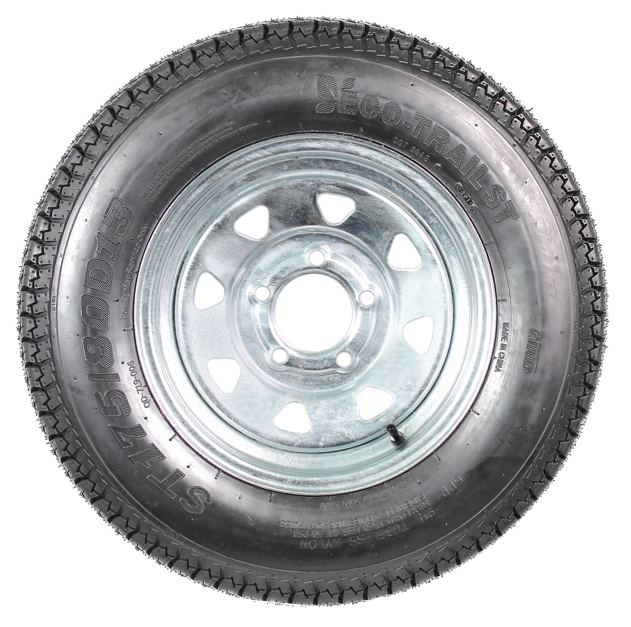 Trailer Tire On Rim ST175/80D13 175/80 D 13 B78-13 5 Lug Wheel Galvanized Spoke