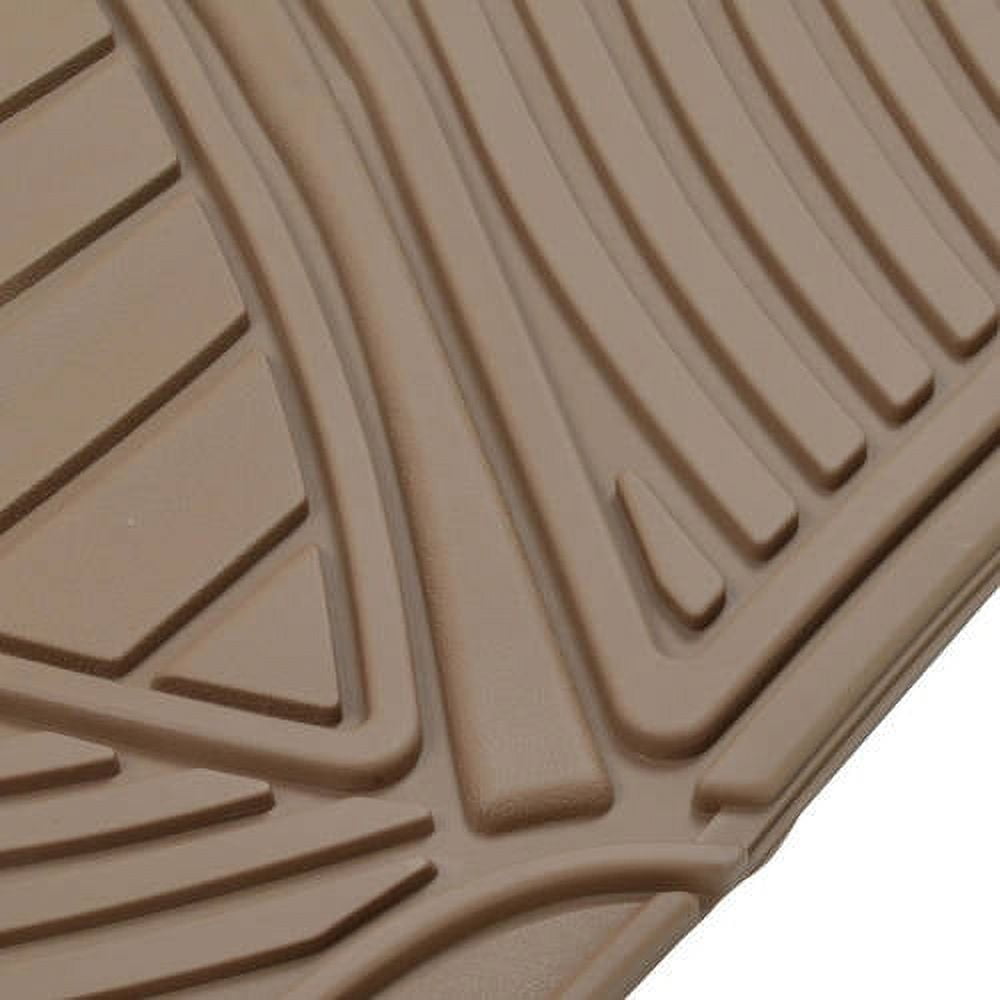 Motor Trend 100 Percent Odorless Car Floor Mats with Standard Trunk Cargo Mat, 4 Pieces Rubber Protection, Black Beige Gray
