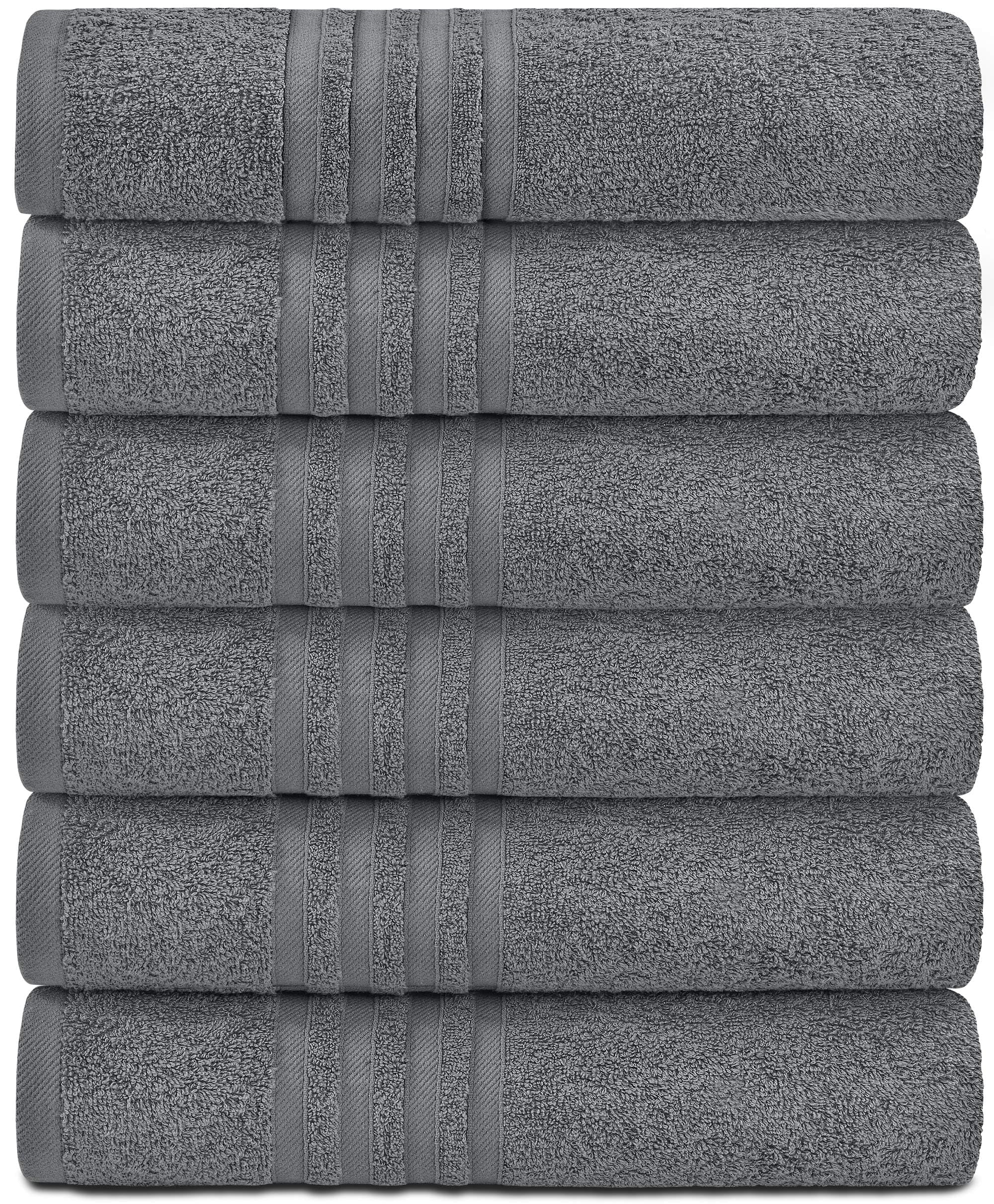Wealuxe Cotton Bath Towels - 24x50 Inch - Lightweight Soft and Absorbent Gym Pool Towel - 6 Pack - White