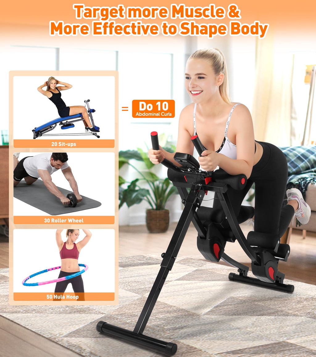 GIKPAL  Ab Machine, Ab Workout Equipment for Home Gym Foldable Core & Abdominal Trainer Women Exercise Fitness Equipment with LCD Display