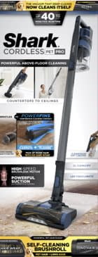 Shark® Pet Pro Cordless Stick Vacuum with Powerfins Brushroll, Pet Multi-Tool & Crevice Tool Included, 40-Min Runtime, WZ250