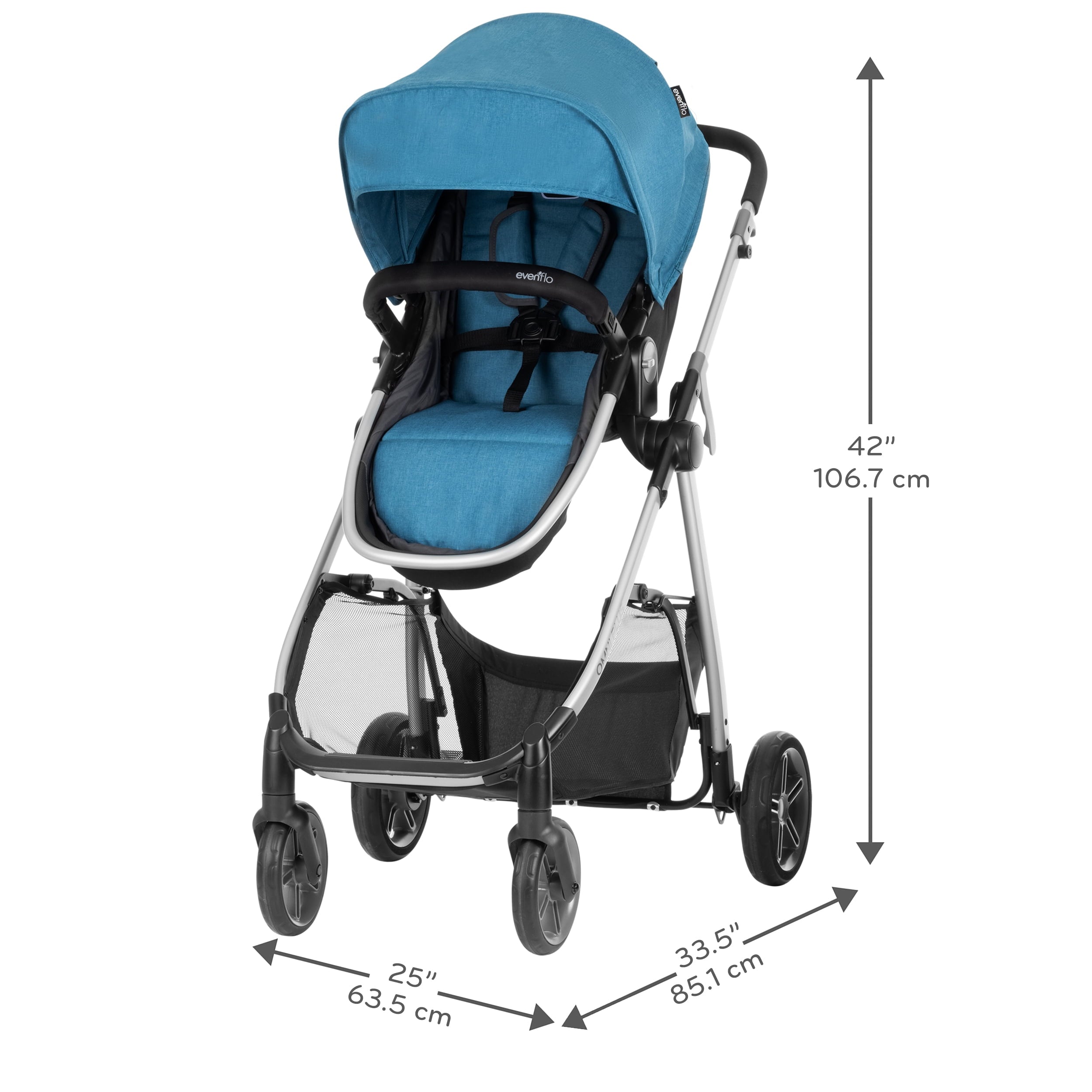 Evenflo Omni Plus Modular Travel System with LiteMax Sport Infant Car Seat, Mylar Gray, Unisex