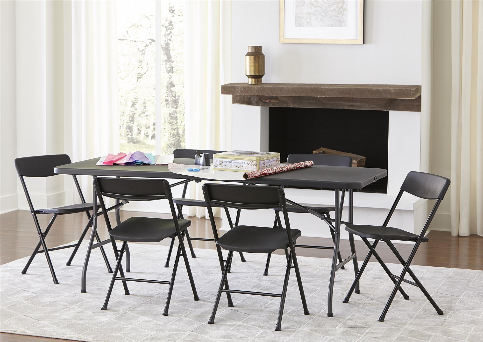 Cosco 6 Foot Centerfold Folding Table, Black