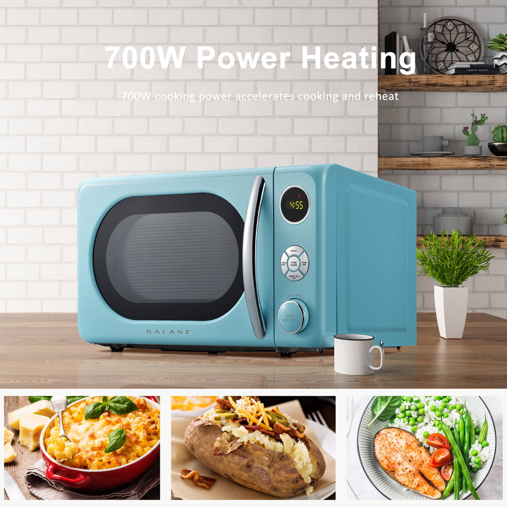 Galanz 0.7 Cu. ft. Retro Countertop Microwave Oven, 700 Watts, Cream Color