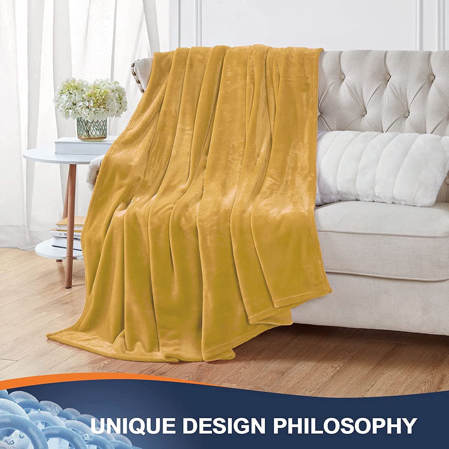 Walensee Ultra Soft Microplush Fleece Throw Blanket, 50" x 60", Orange, Machine Washable
