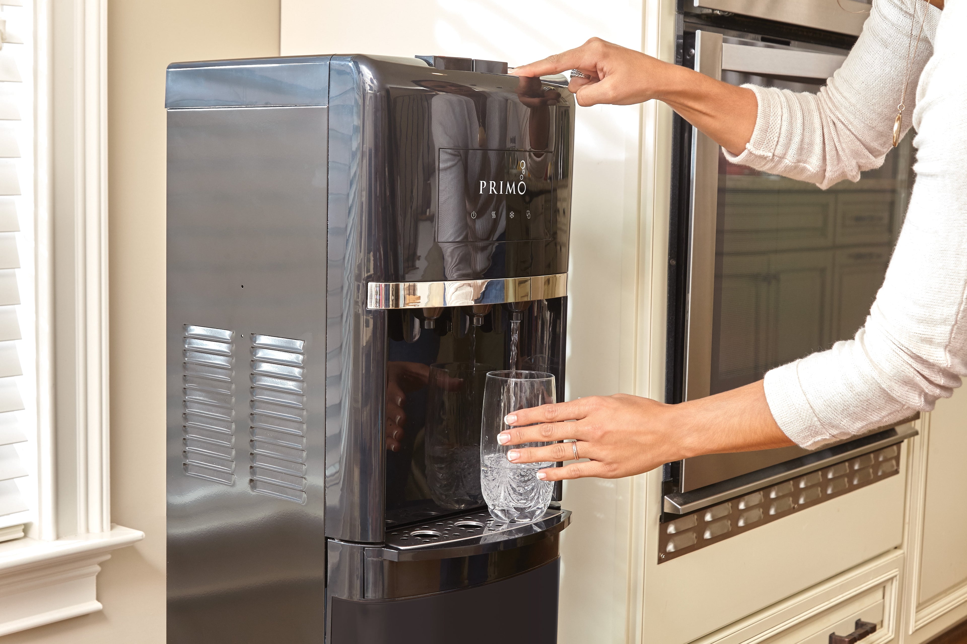 Primo Deluxe Water Dispenser Bottom Loading, Hot/Cold/Room Temp, Black