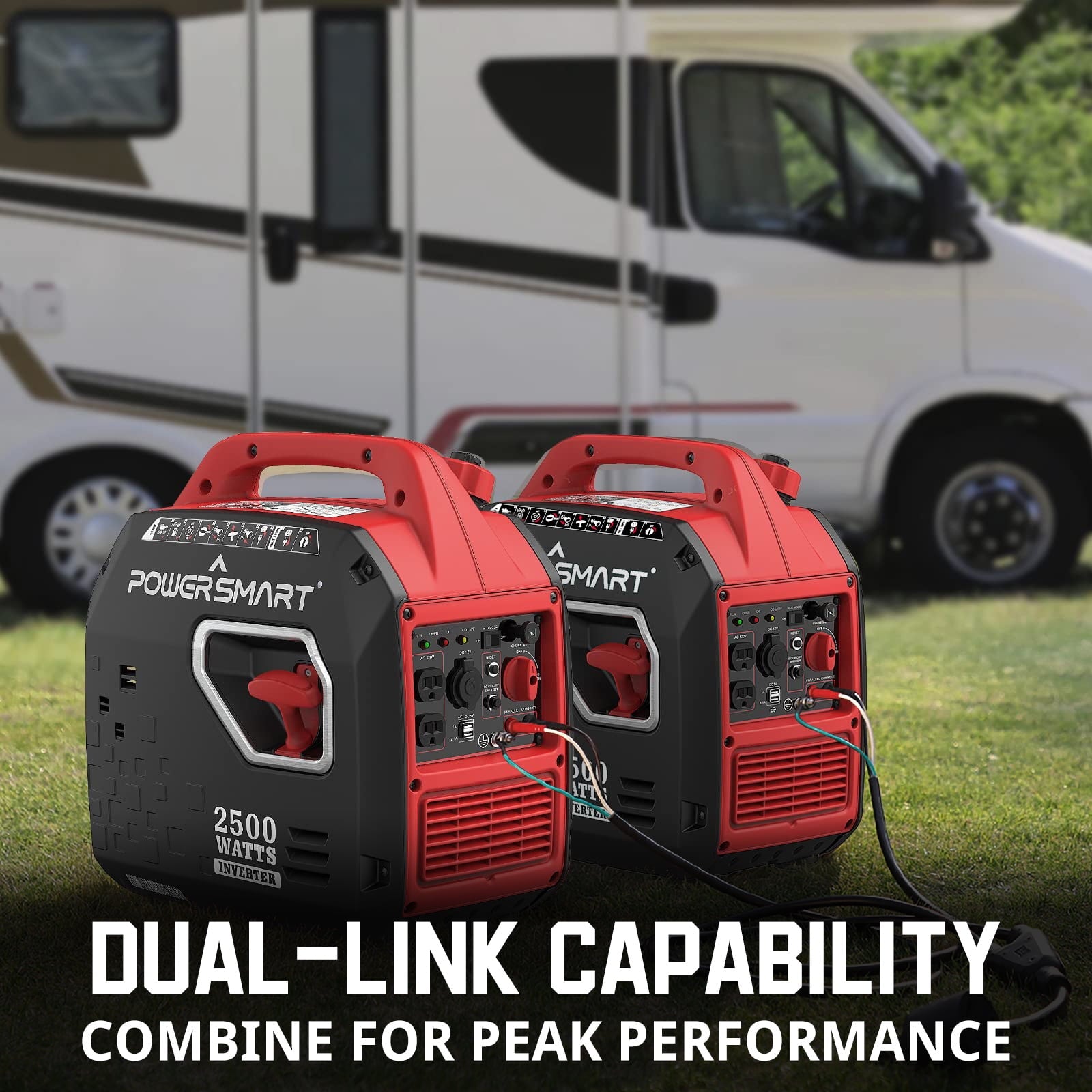 PowerSmart 2500W Portable Inverter Gas Generator for Home Use Outdoors Camping