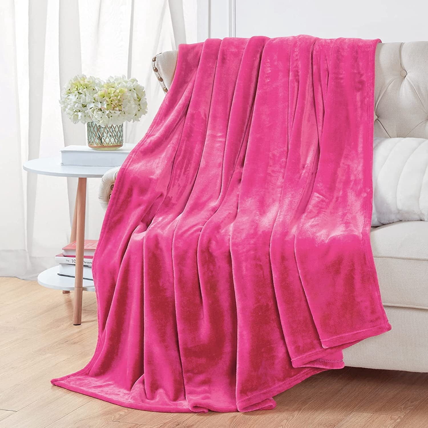 Walensee Ultra Soft Microplush Fleece Throw Blanket, 50" x 60", Orange, Machine Washable
