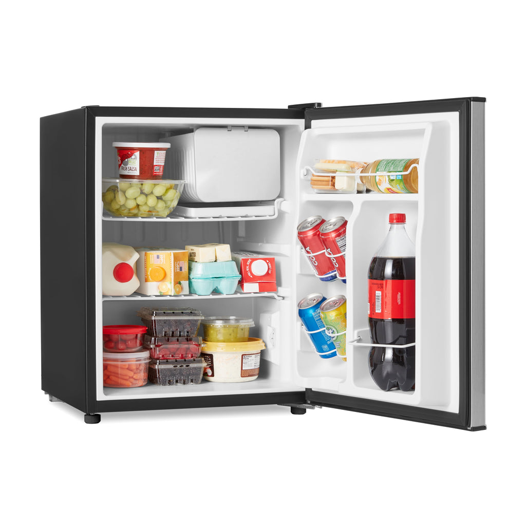 Galanz 2.7 Cu ft Single Door Mini Fridge, Black, Estar, New, Width 19.13"