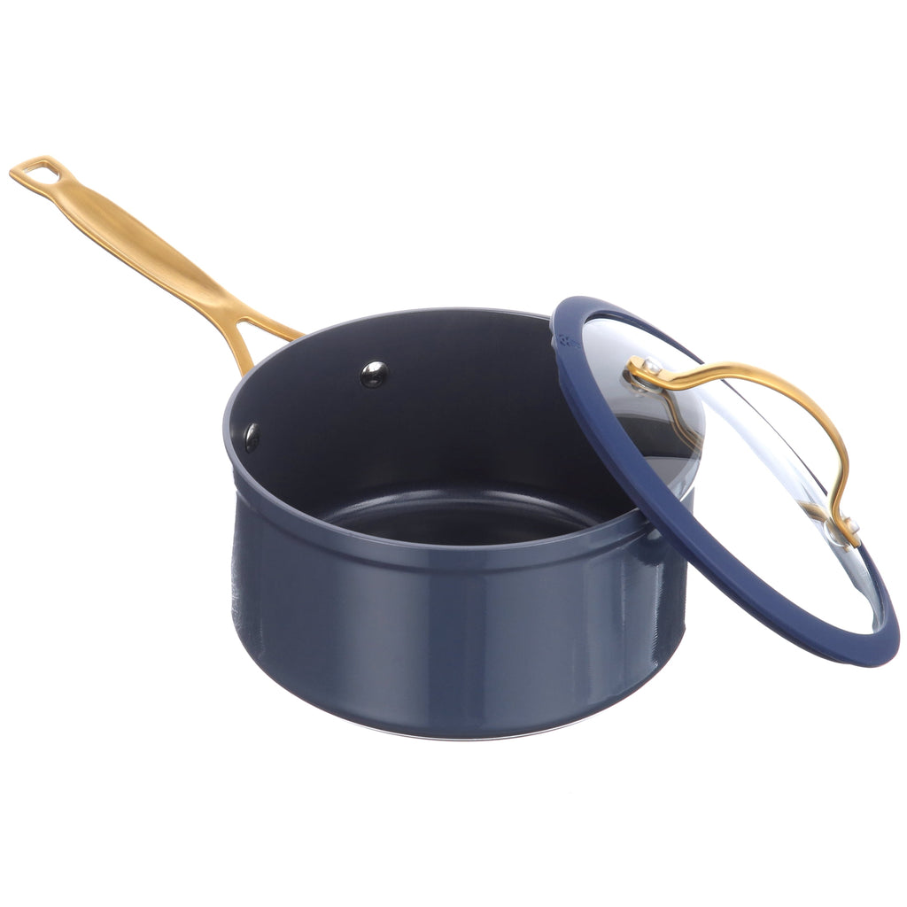 Thyme & Table Non-Stick 12-Piece Signature Cookware Set, Black & Gold