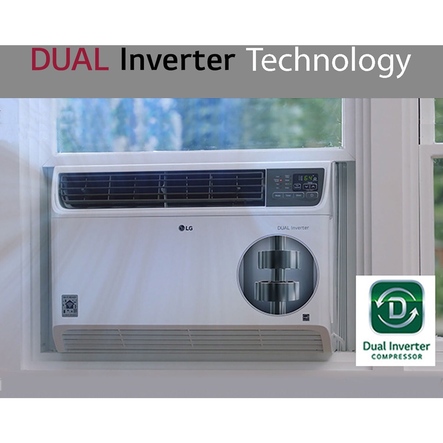 LG Energy Star 9,500 BTU 115V Dual Inverter Window Air Conditioner with Wi-Fi Control