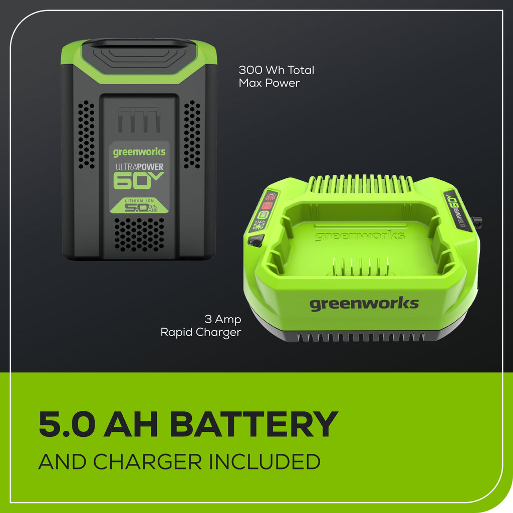 Greenworks 60V 21" Push Lawn Mower with 5.0 Ah Battery & Charger 2546502