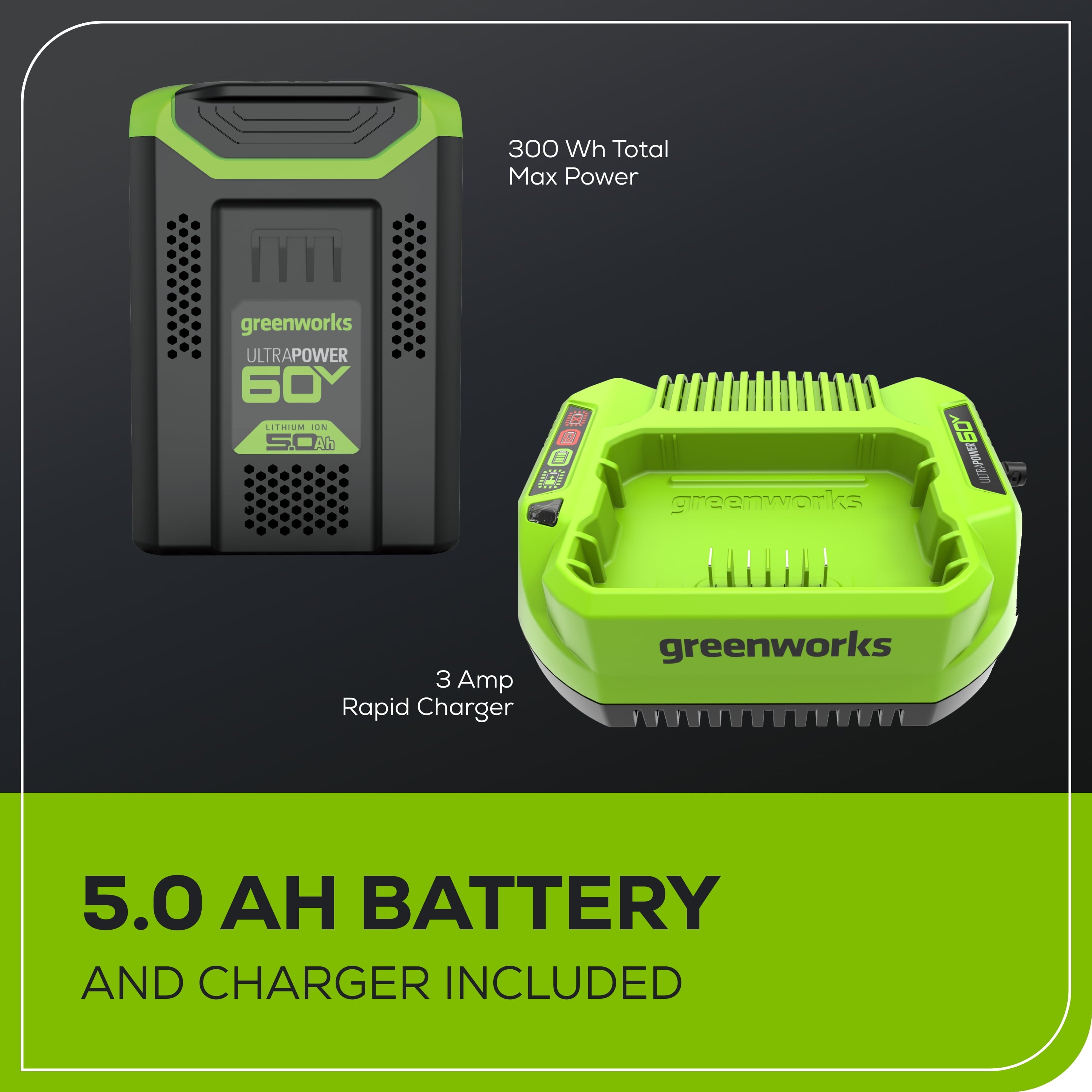 Greenworks 60V 21" Push Lawn Mower with 5.0 Ah Battery & Charger 2546502