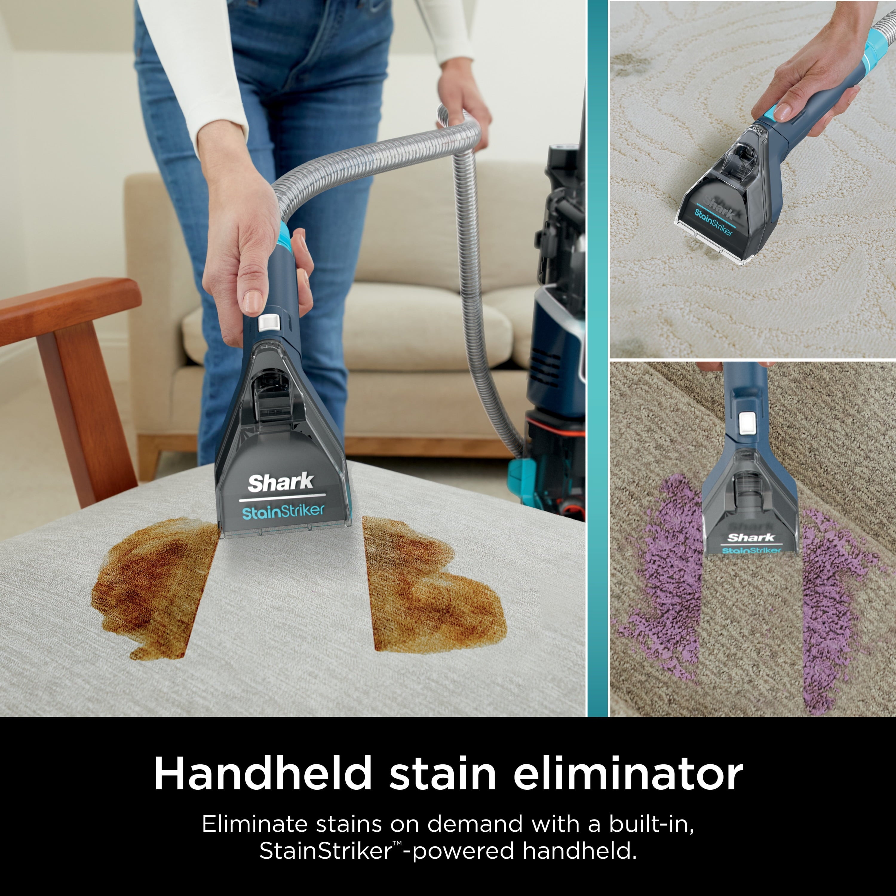 Shark CarpetXpert with StainStriker, Upright Carpet & Upholstery Cleaner, Built-in Spot & Stain Eliminator, Deep Cleaning & Tough Stain Removal, Carpet Shampooer, Navy, EX200