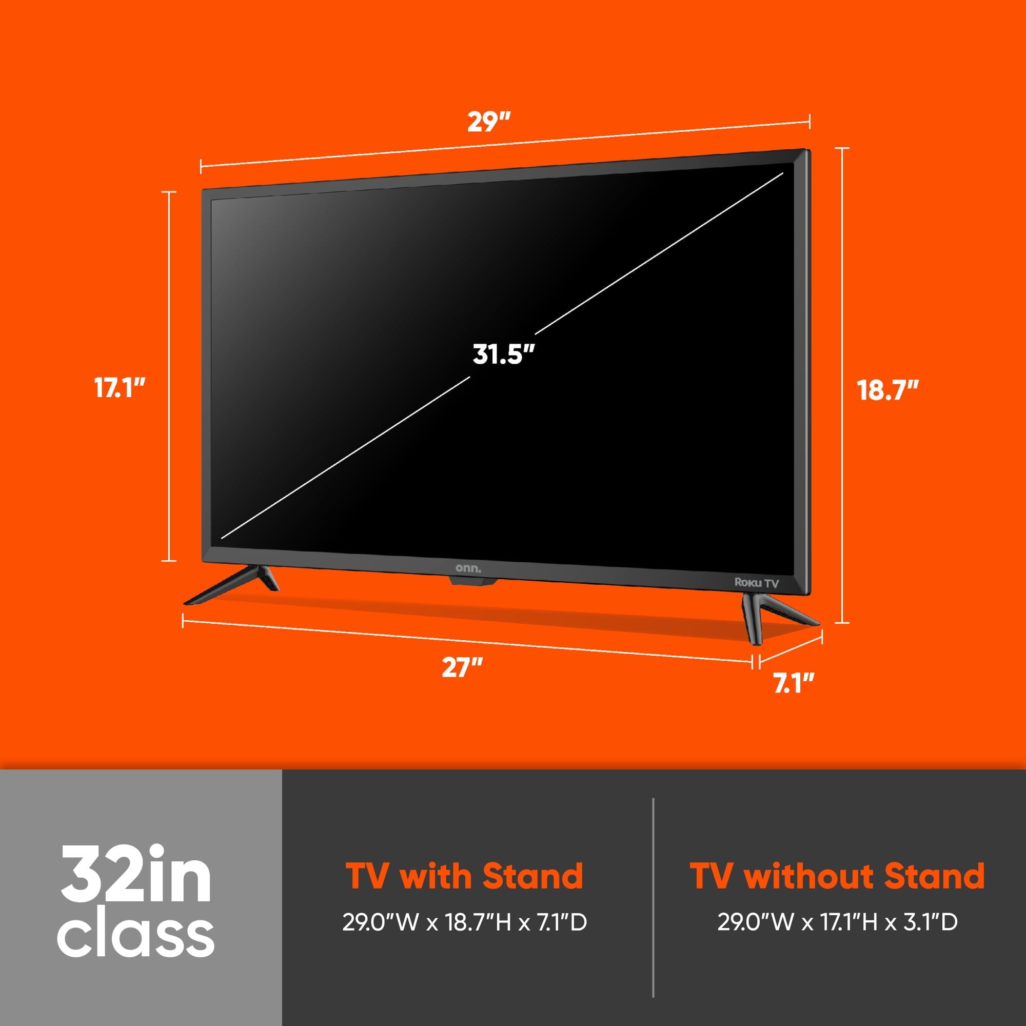 onn. 32” Class HD (720P) LED Roku Smart Television (100012589)