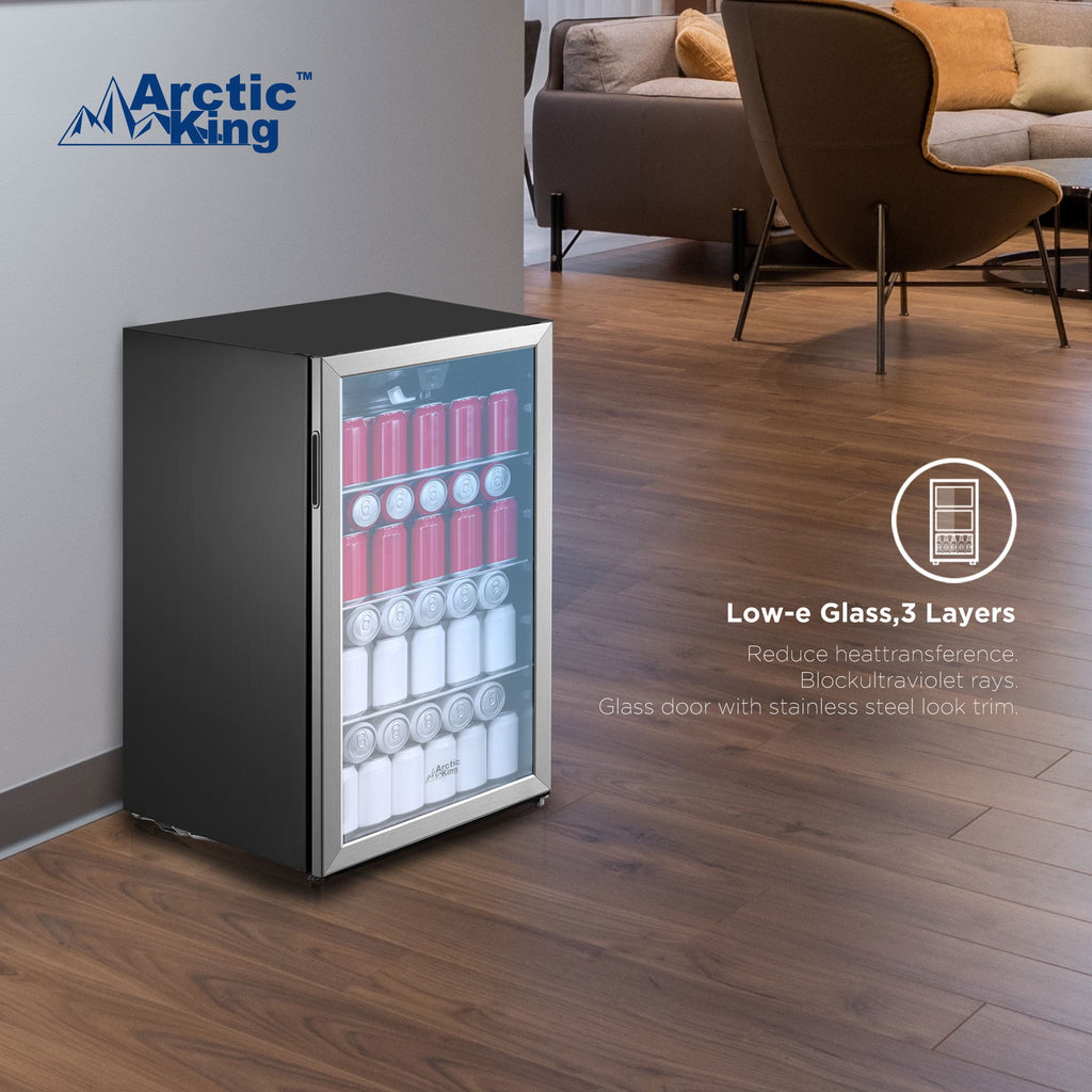 Arctic King 115-Can Beverage Fridge & Cooler, Stainless Steel Look, ARV115B1AST