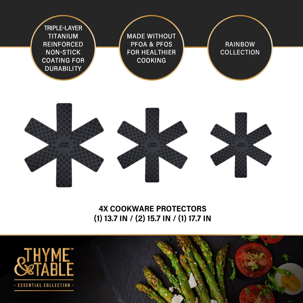 Thyme & Table Non-Stick 12-Piece Signature Cookware Set, Black & Gold