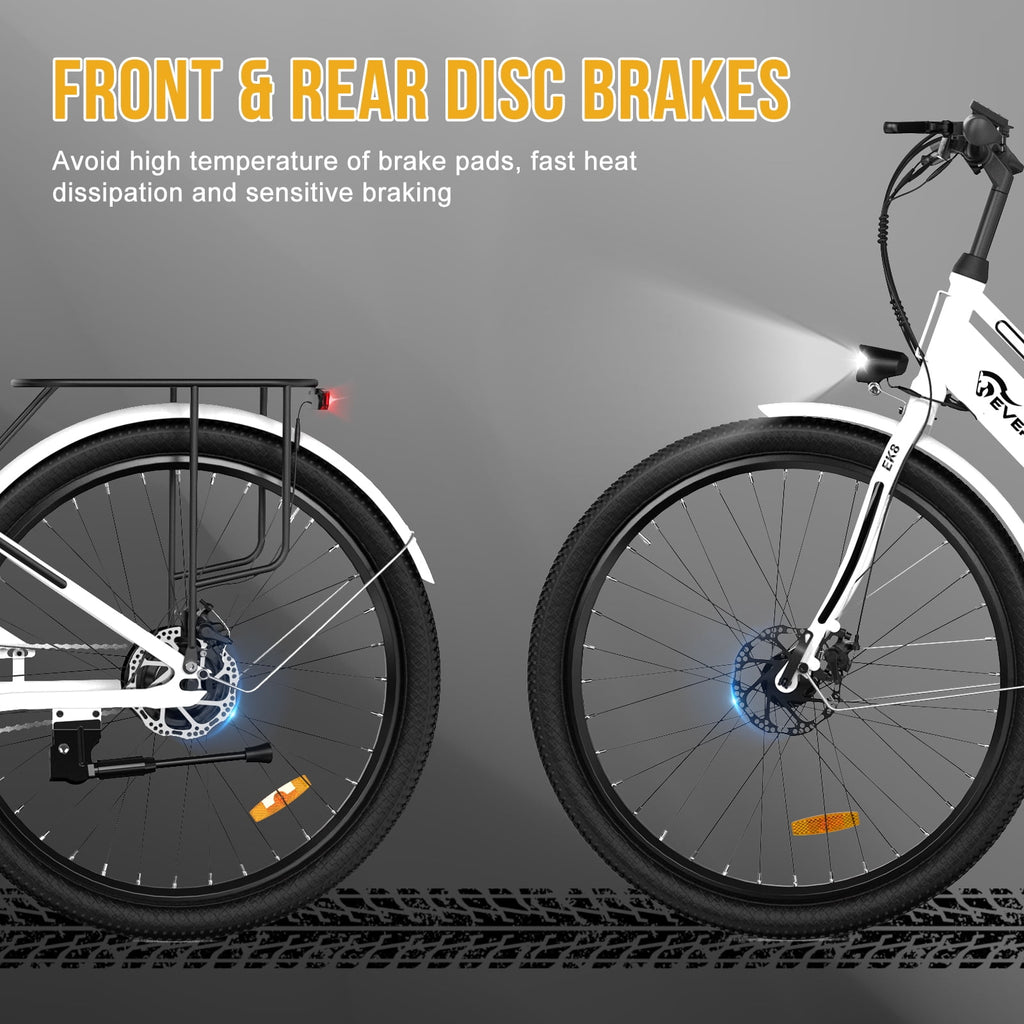 EVERCROSS Electric Bike, 26" Ebike, 500W Motor Mountain Bike for Adults, 36V Removable Battery, Max.Speed 20MPH Electric Bicycle with LED Display for Women, White