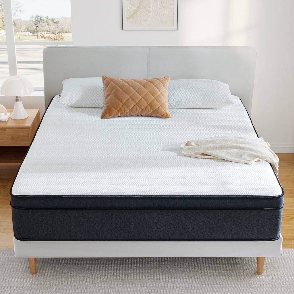 King Mattress, Madinog 12 inch Hybrid Mattress Medium Plush Innerspring Mattress in a Box,76"X80"X12"