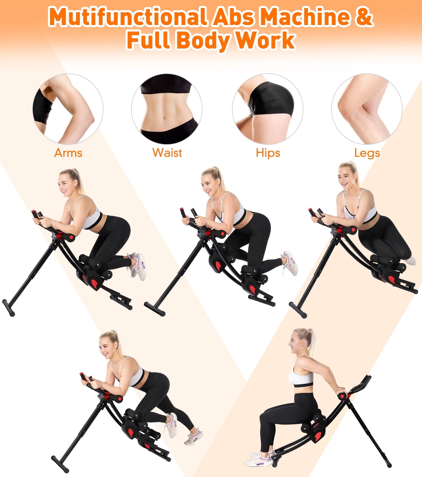 GIKPAL  Ab Machine, Ab Workout Equipment for Home Gym Foldable Core & Abdominal Trainer Women Exercise Fitness Equipment with LCD Display
