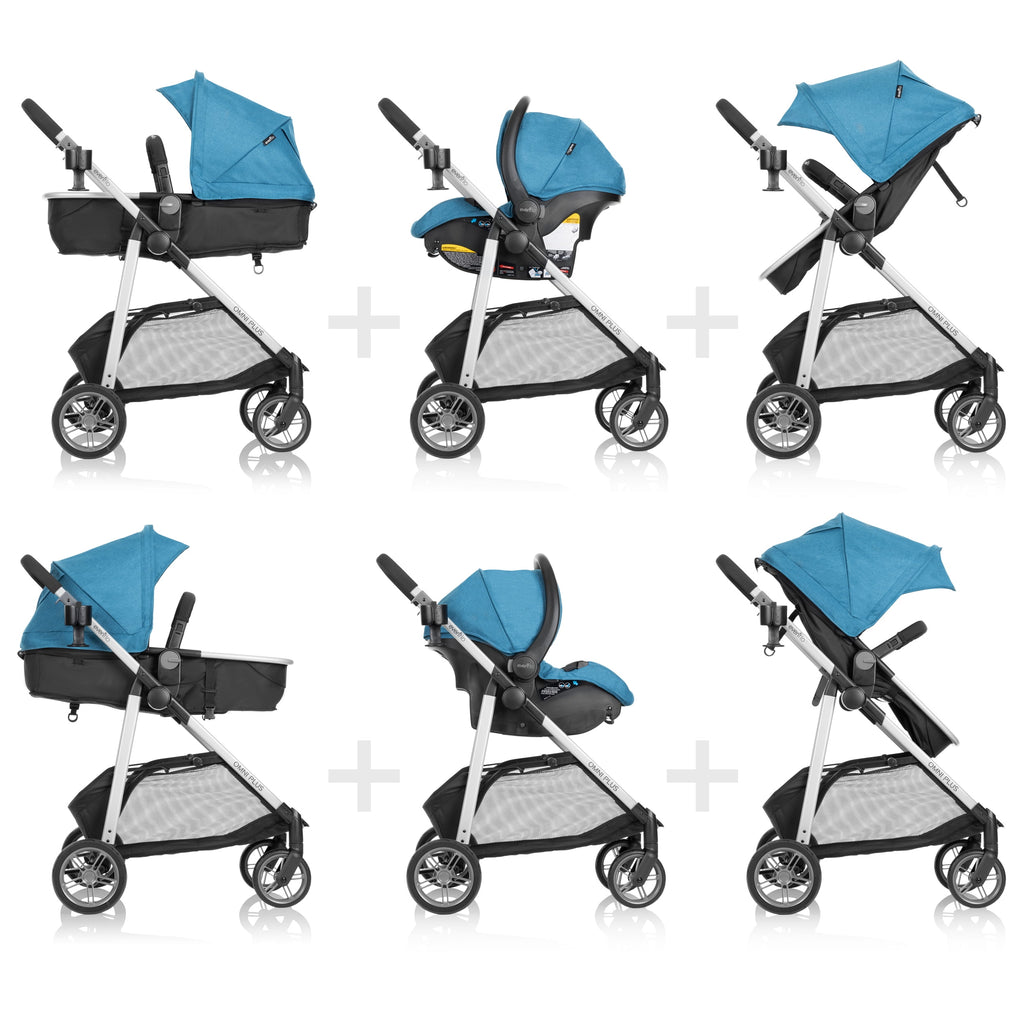 Evenflo Omni Plus Modular Travel System with LiteMax Sport Infant Car Seat, Mylar Gray, Unisex