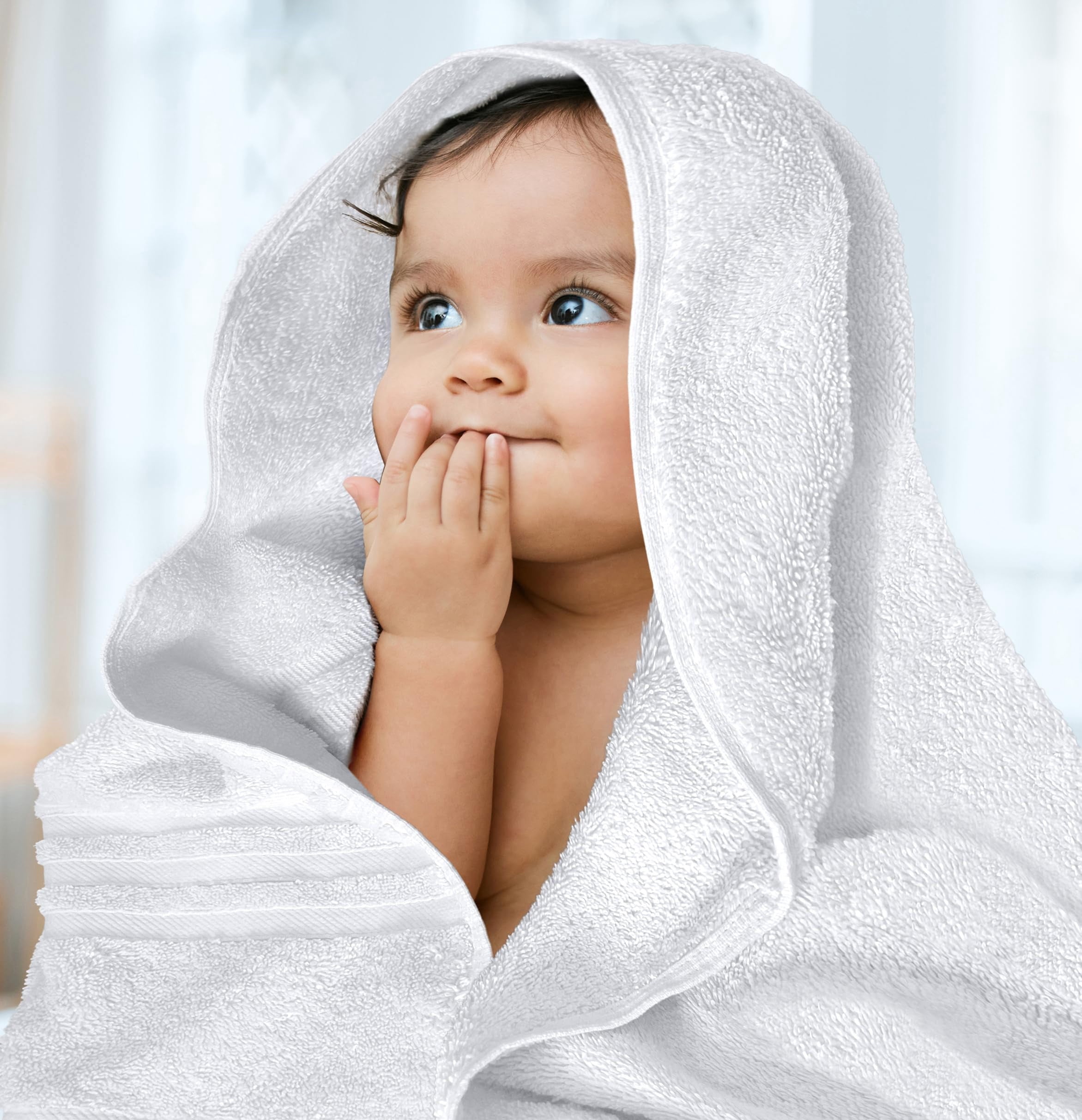 Wealuxe Cotton Bath Towels - 24x50 Inch - Lightweight Soft and Absorbent Gym Pool Towel - 6 Pack - White