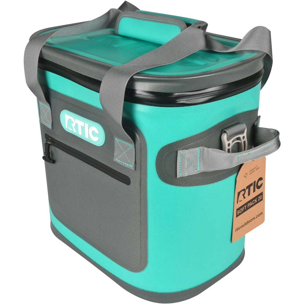 RTIC 20 Can Soft Pack Cooler, Leakproof Ice Chest Cooler with Waterproof Zipper, Blue/Grey