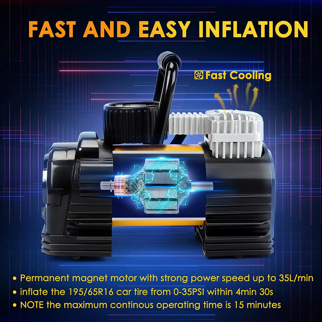 AstroAI Tire Inflator Portable Air Pump for Car Tires, Digital Air Compressor 150PSI, Yellow