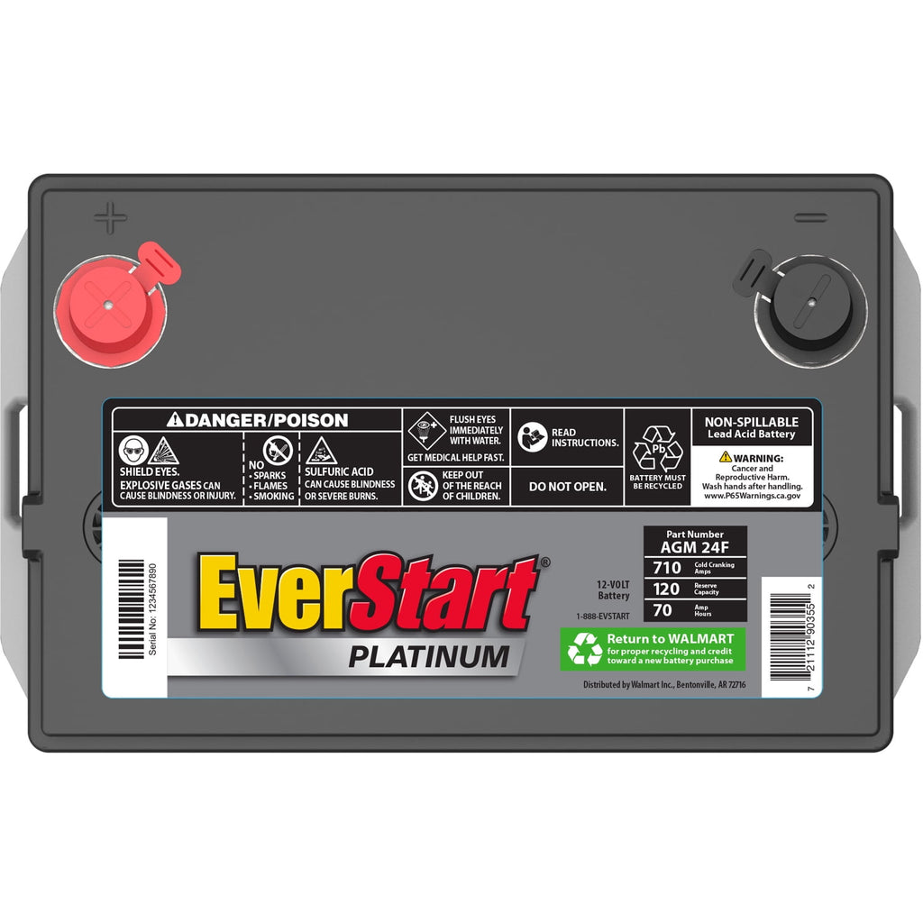 EverStart Platinum AGM Automotive Battery, Group Size 24F 12 Volt, 750 CCA