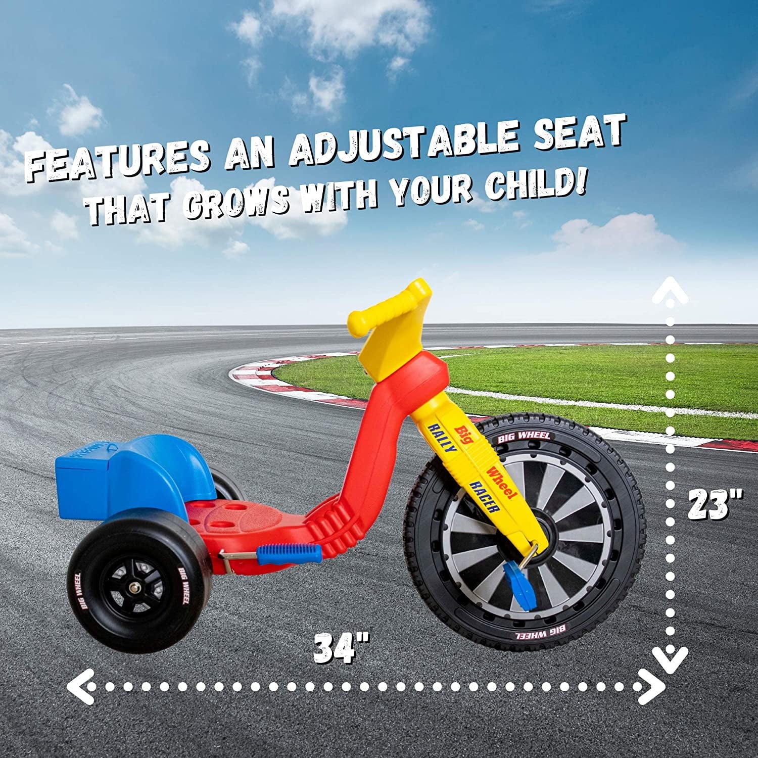 The Original Big Wheel 16 Inch Toddler Tricycle Big Wheel for Kids 3-8 Boys Girls Trike - Rally Racer Edition