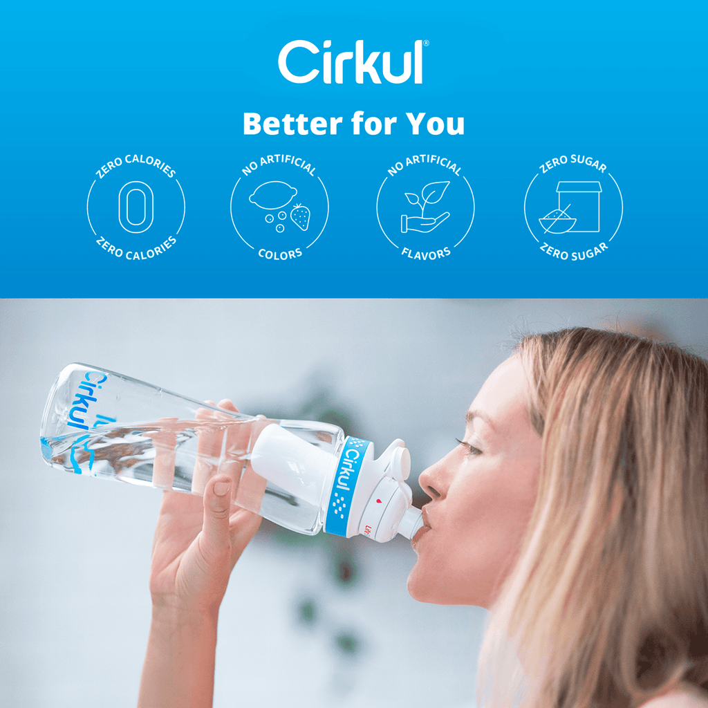 Cirkul 22oz Plastic Water Bottle Starter Kit with Blue Lid and 2 Flavor Cartridges (Fruit Punch & Mixed Berry)