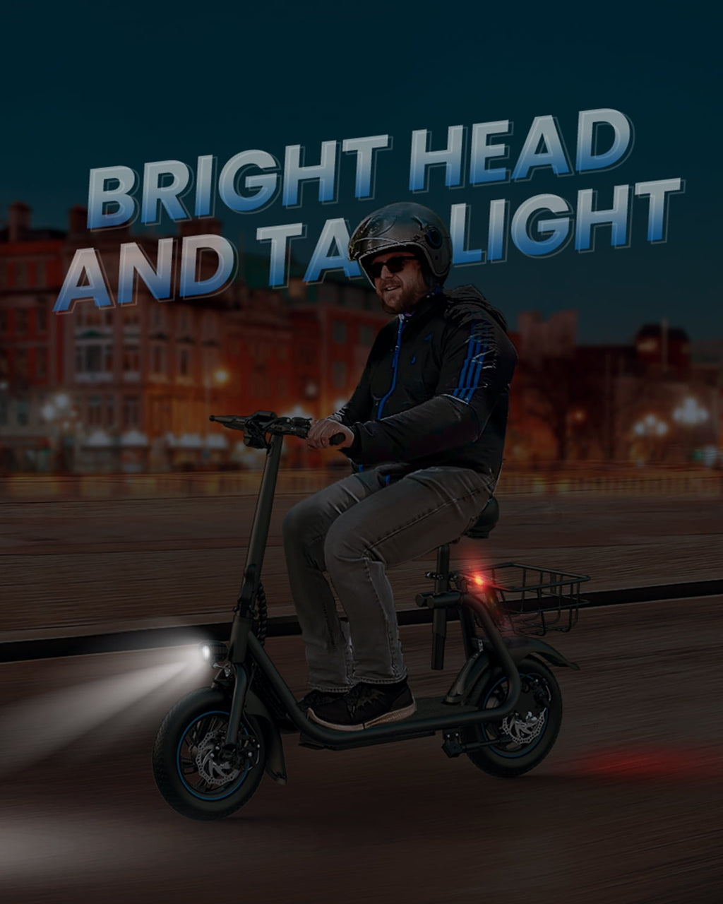 Kistp 450W Electric Scooter with Seat for Adult, 12 inch Commuter Electric Scooter with Basket - up to 21 Miles 15.5MPH