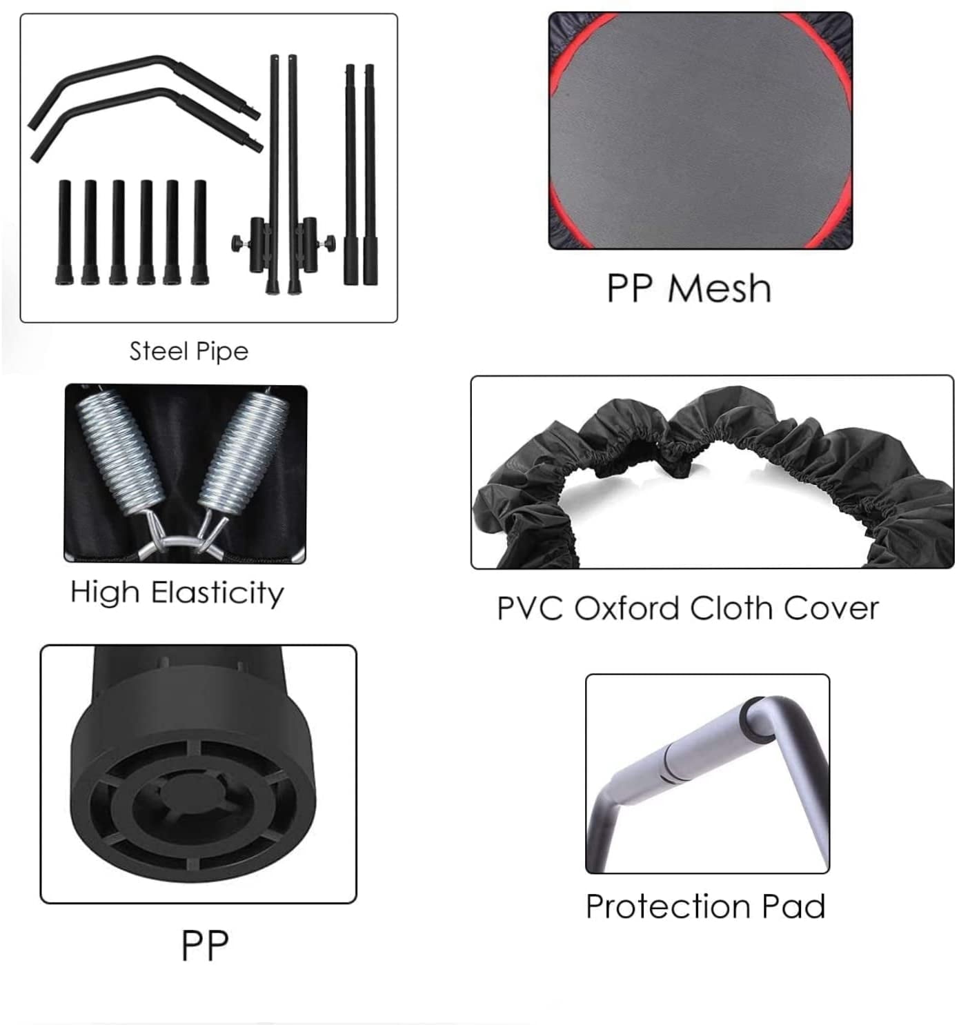 Pirecart 40" Foldable Mini Trampoline Fitness Rebounder with Handrail for Kids Adults, 330 lbs