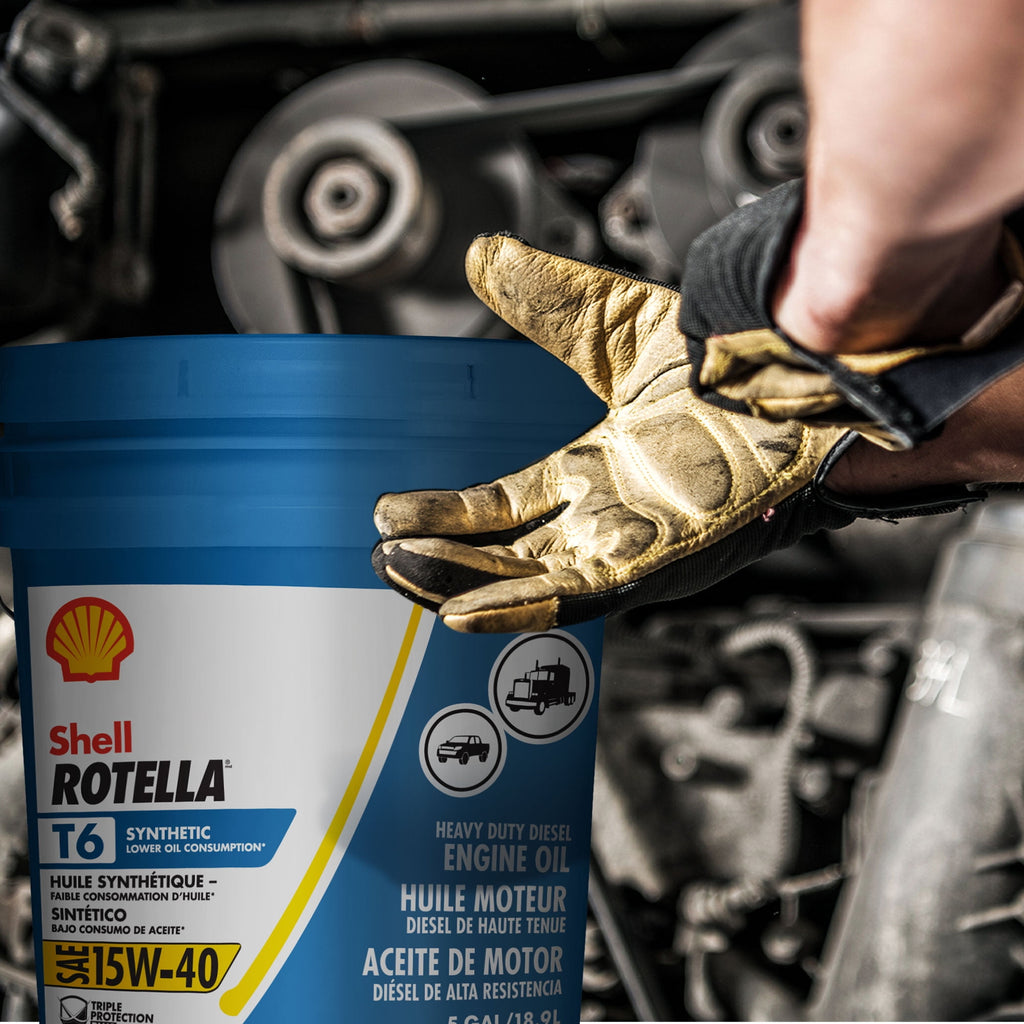 Shell Rotella T6 Full Synthetic 15W-40 Diesel Engine Oil, 5 Gallon