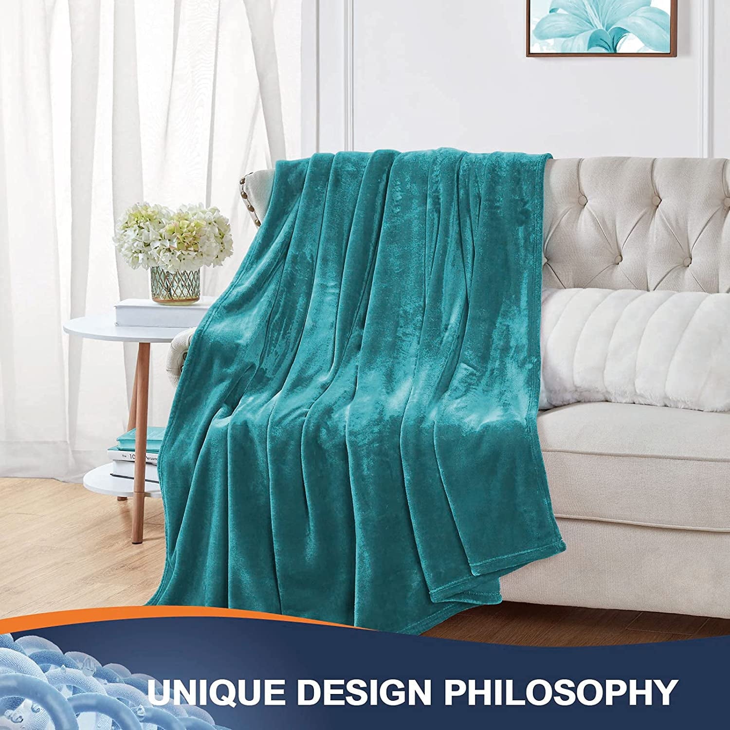 Walensee Ultra Soft Microplush Fleece Throw Blanket, 50" x 60", Orange, Machine Washable