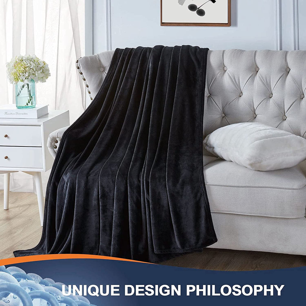 Walensee Ultra Soft Microplush Fleece Throw Blanket, 50" x 60", Orange, Machine Washable