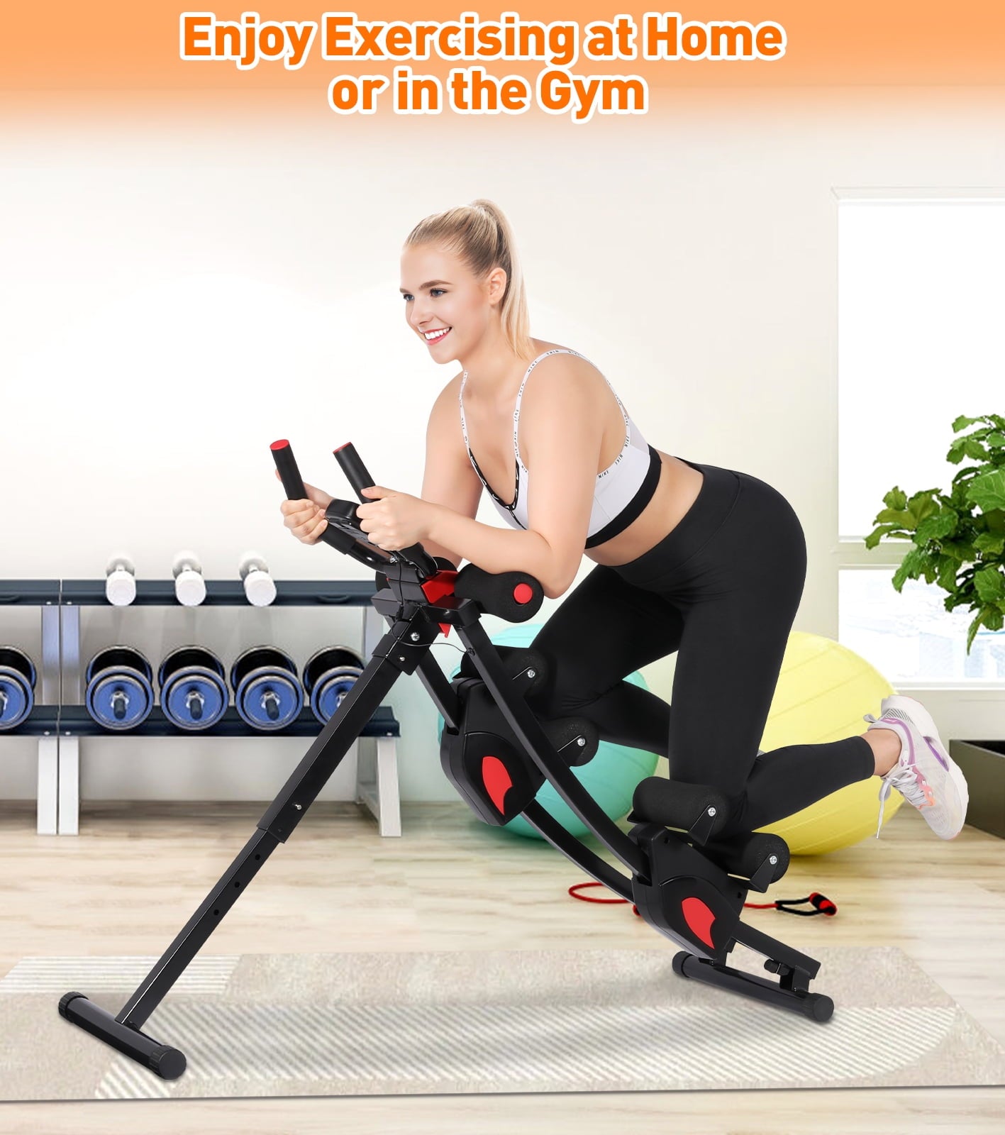 GIKPAL  Ab Machine, Ab Workout Equipment for Home Gym Foldable Core & Abdominal Trainer Women Exercise Fitness Equipment with LCD Display