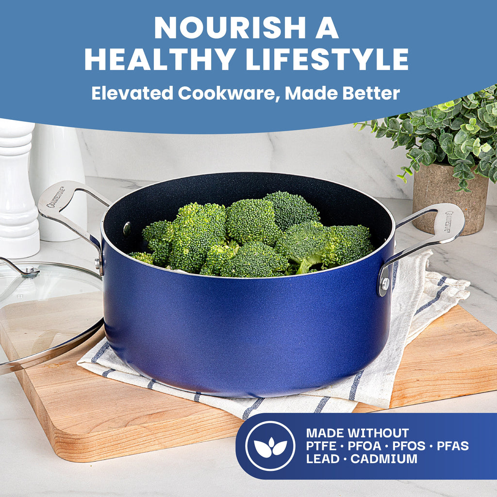 Granite Stone Pots and Pans Set 20 Piece Complete Cookware Bakeware Set Nonstick Dishwasher Oven Safe Blue