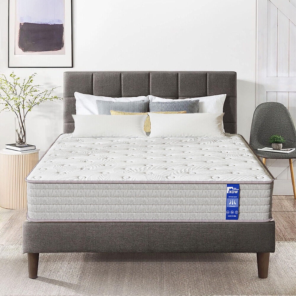 KOW Hybrid Mattress 12" Full Size Gel Memory Foam Pocket Spring Mattress in a Box Medium Firm Adult