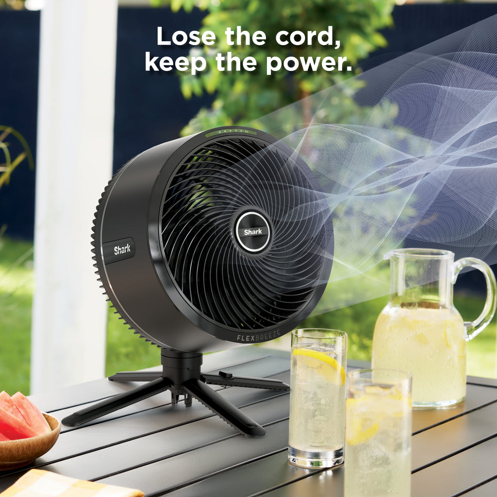 Shark FlexBreeze High-Velocity Cordless & Corded, Outdoor & Indoor Fan, Pedestal (37") to Tabletop (16"),FA200