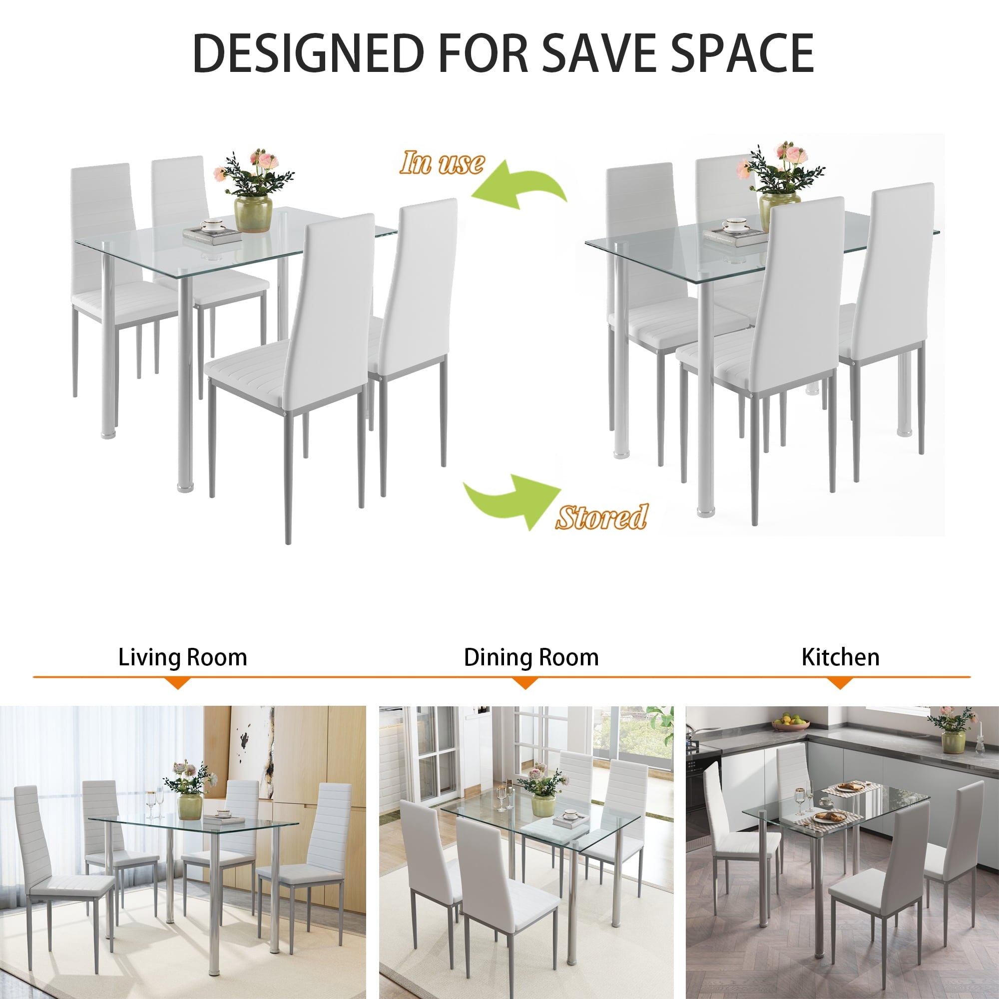 PAPROOS Dining Table Set for 4, Modern 5-Piece Kitchen Table Set with Faux Marble Top and Velvet Upholstery Chairs, Heavy Duty Dinette Sets for Breakfast Nook, Dining Room Table and Chairs, Gray