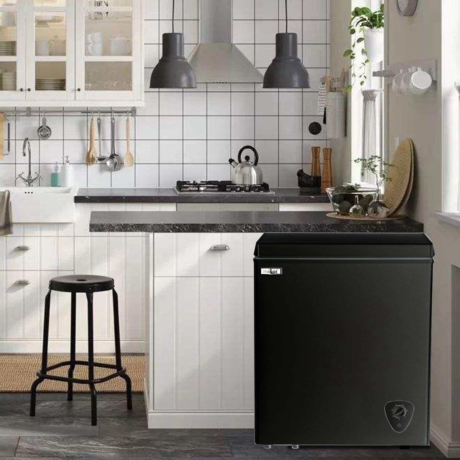 WANAI Chest Freezer 3.5 Cu ft,Small Chest Freezer,Upright Single Door Refrigerator,Black