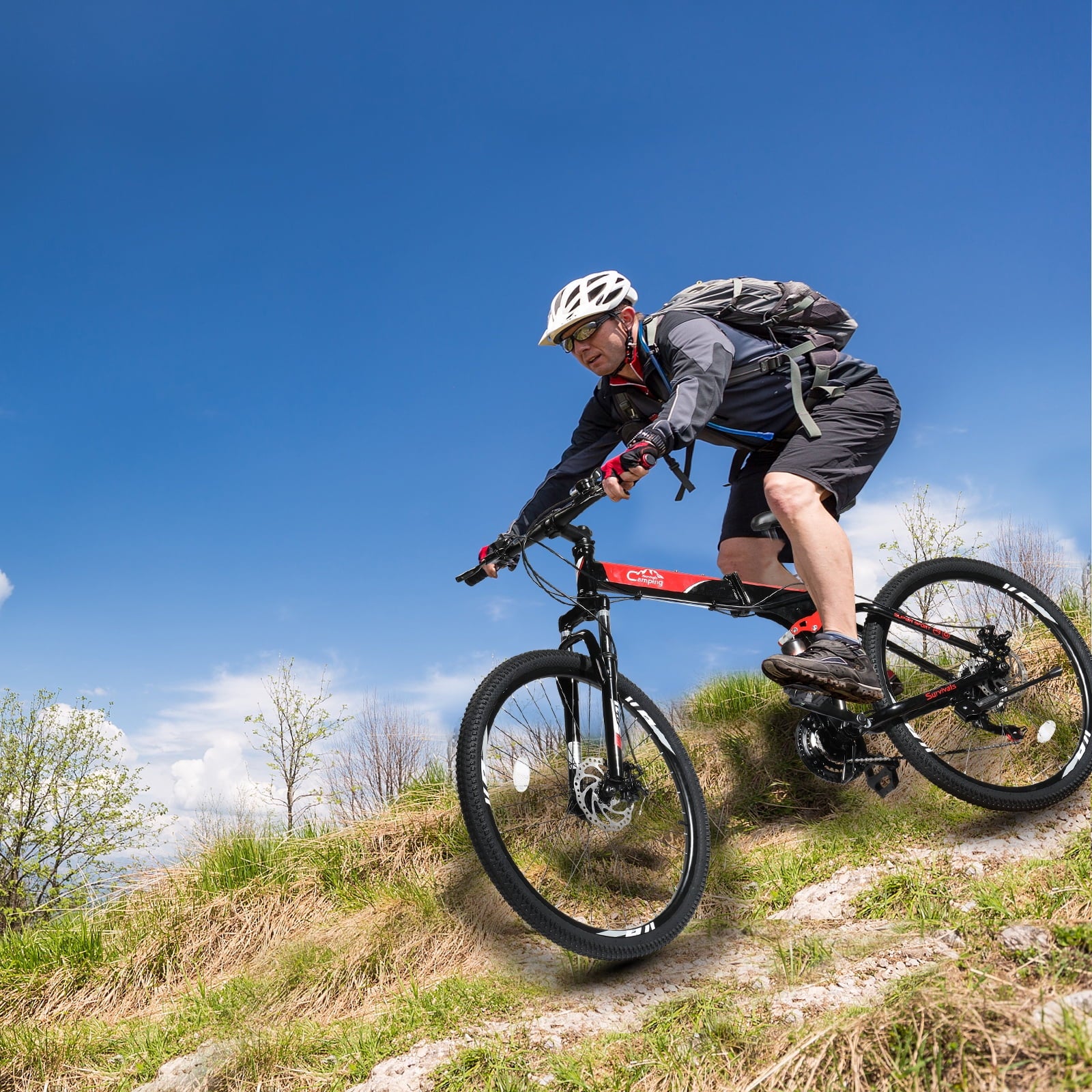 UBesGoo Folding Mountain Bike Shimano 21-Speed, with 26 inch Wheels, Red