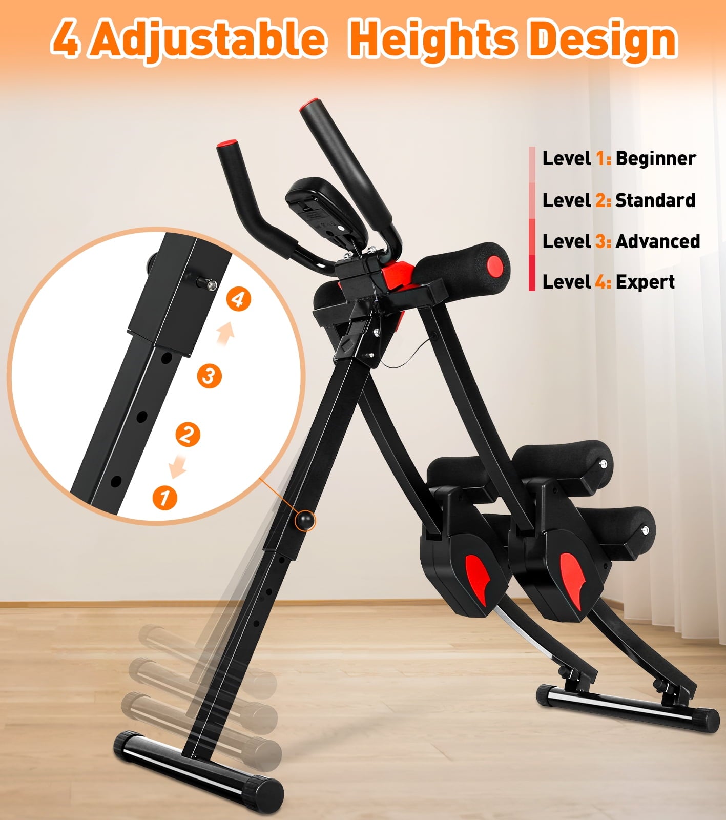 GIKPAL  Ab Machine, Ab Workout Equipment for Home Gym Foldable Core & Abdominal Trainer Women Exercise Fitness Equipment with LCD Display
