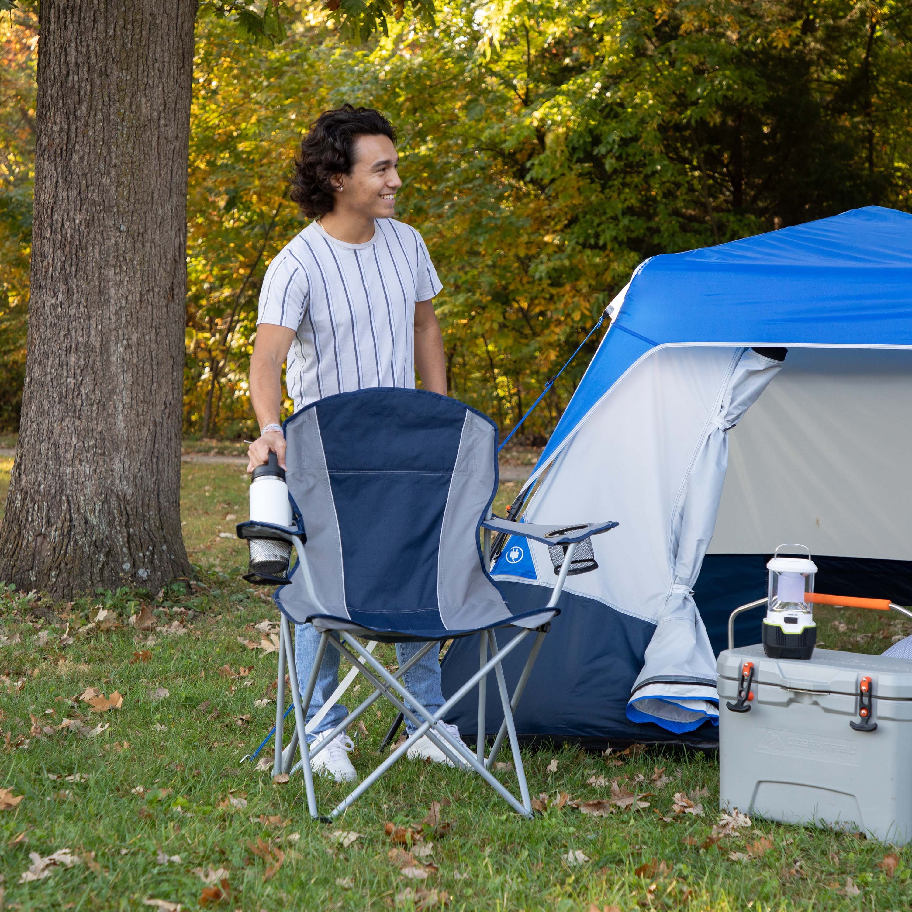 Ozark Trail, Adult Oversized Quad Chair, 9.2lbs, off White & Gray