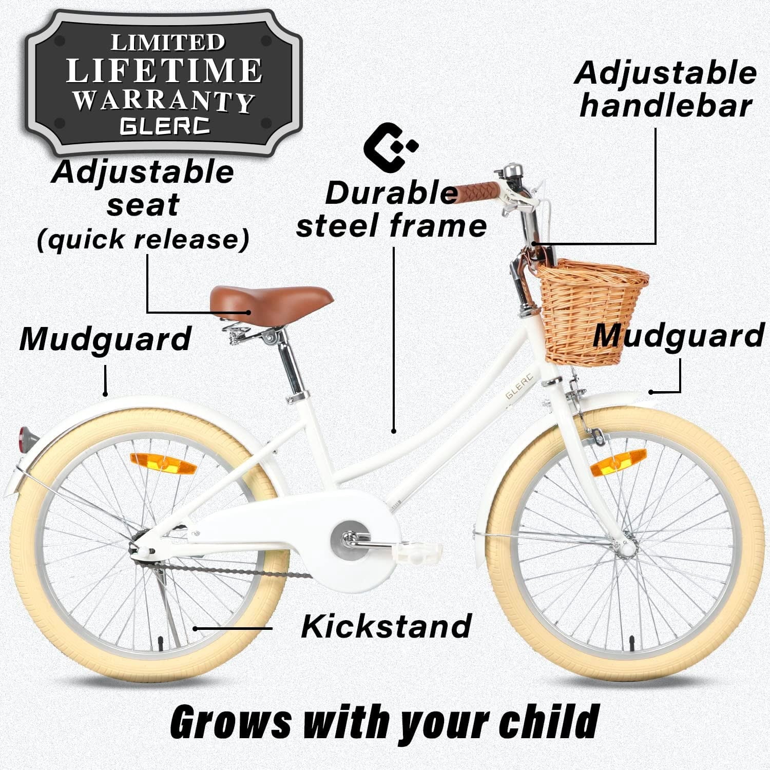 Glerc Little Molly 14 inch Kids Girls Bike for 3-5 Years Old Little Child,Yellow