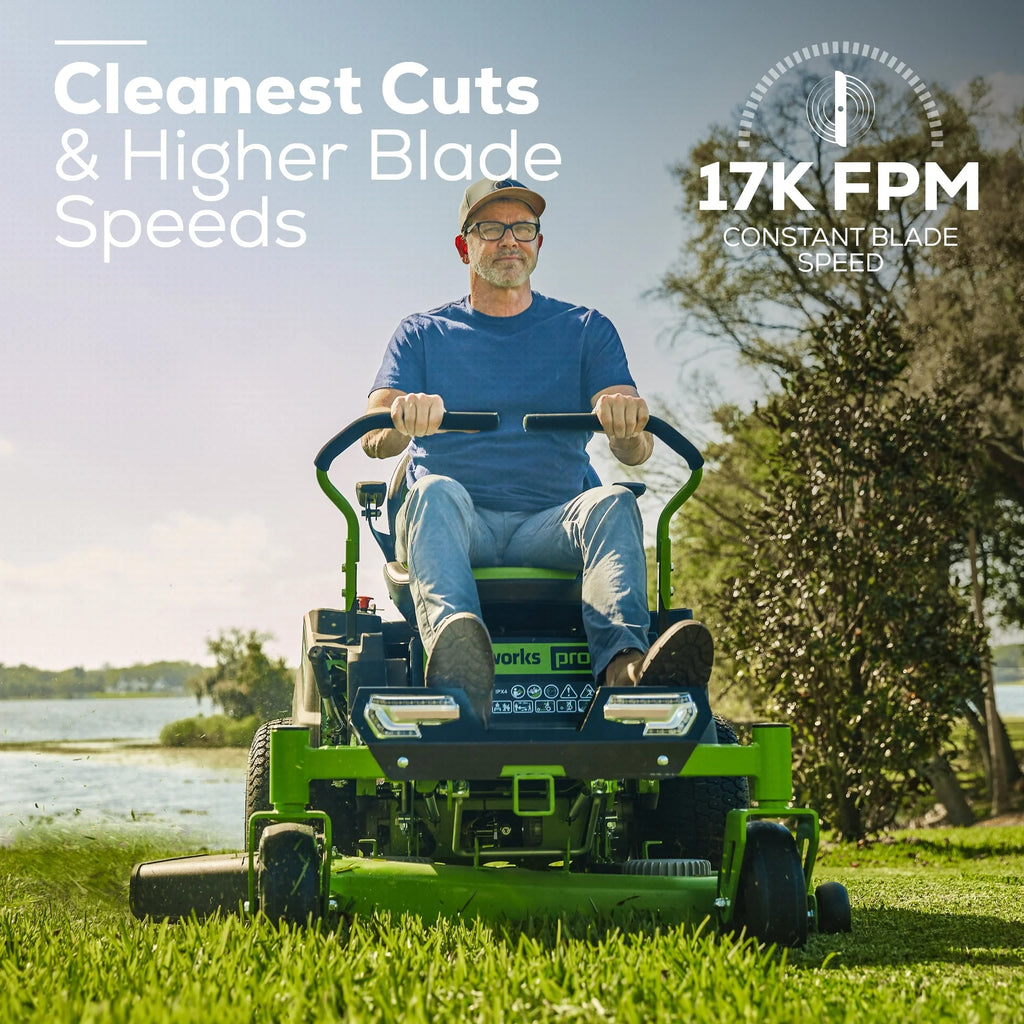 Greenworks 60V 42” Electric CrossoverZ Zero Turn Mower with (4) 8 Ah Batteries and (2) Dual Port Turbo Chargers